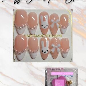 Cute Bunny and Bow Press-On Nails